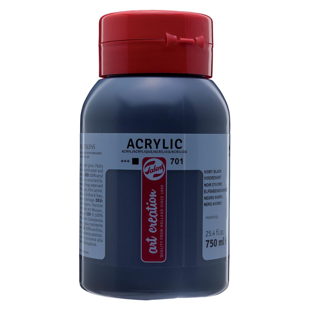 Talens Art Creation - Peinture acrylique Art Creation flacon de 750 ml, noir ivoire