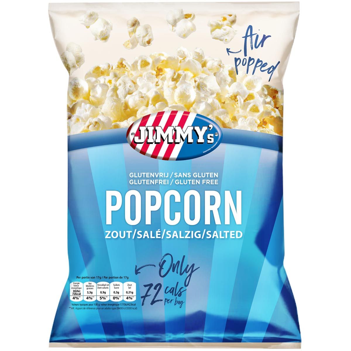 Jimmy's - Popcorn, zout, zak van 17 g