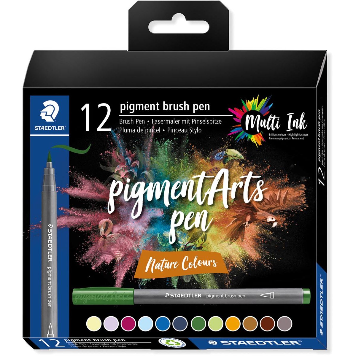 Staedtler - Pigment Arts Pinselstift, Karton mit 12 Stück, Naturfarben