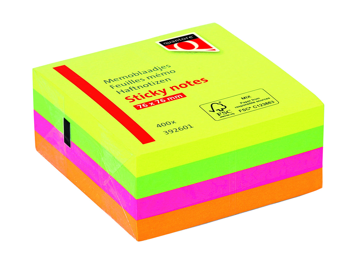 Quantore - Bloc-notes 76x76mm collant néon cul | 60 pièces