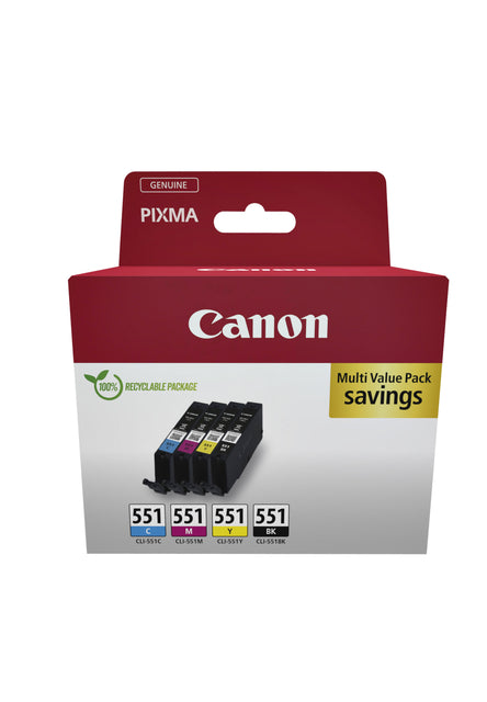 Canon - Tintenpatrone CLI-551 Schwarz + 3 Farben