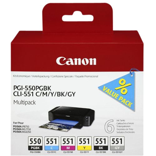 Canon - Cartouche d'encre PGI-550 + CLI-551 noir + 5 couleurs