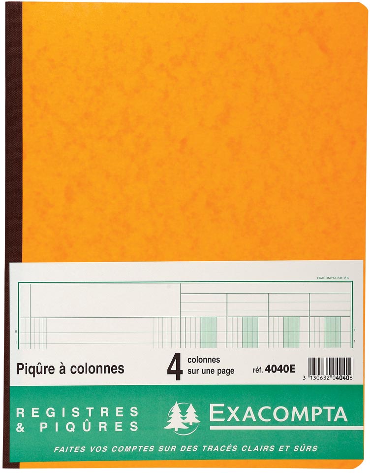 Exacompta - registres, pi 32 x 25 cm, 4 colonnes sur 1 page, 31 lignes, 80 pages