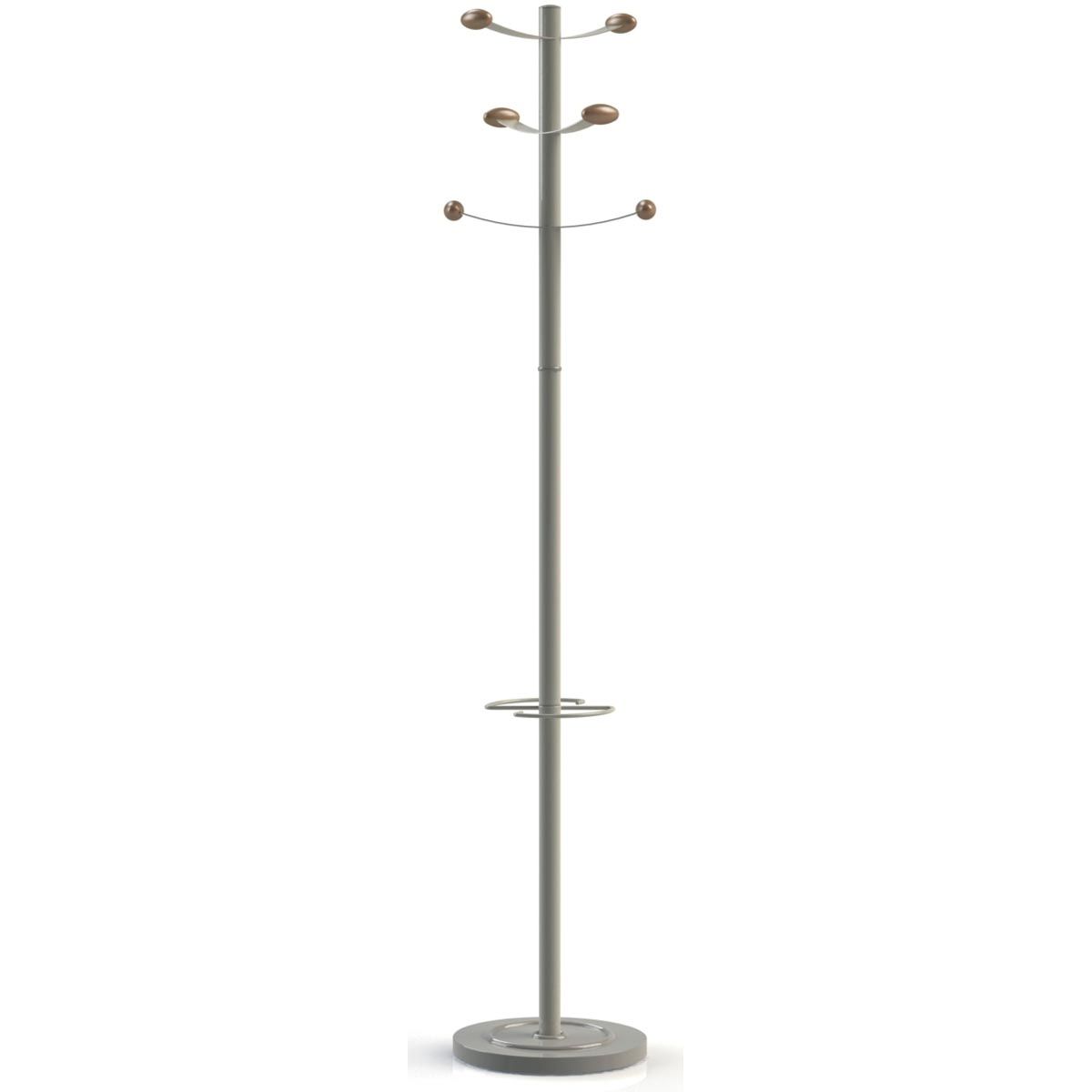 Unilux - kapstok Bouquet, hoogte 175 cm, 6 kledinghaken, grijs/hout