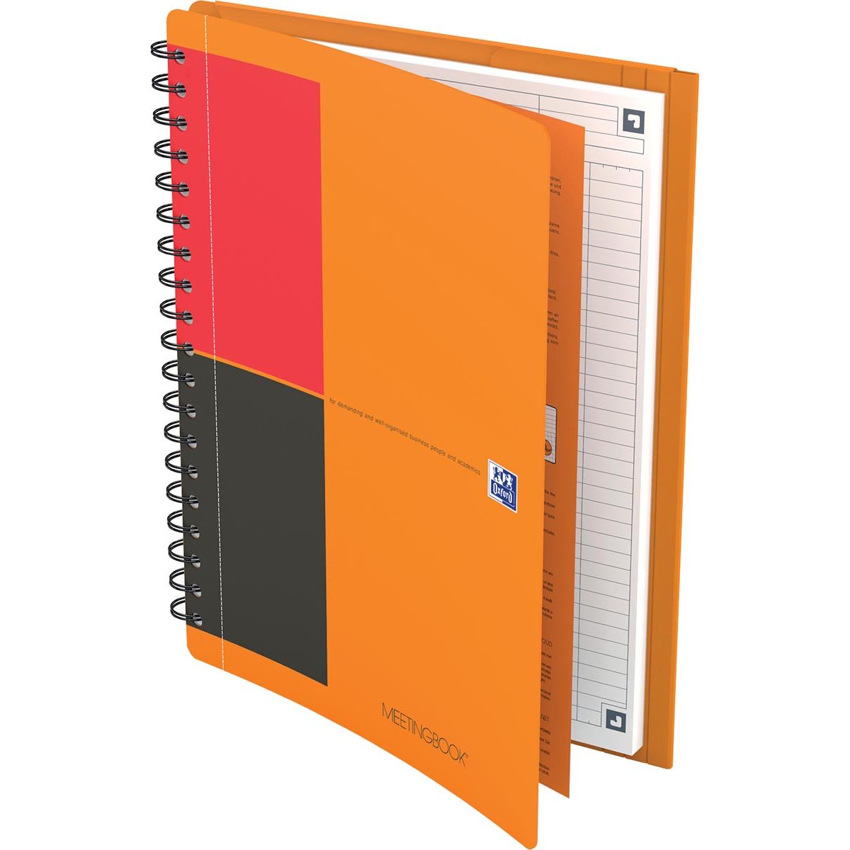 Oxford - INTERNATIONAL meetingbook connect, stevige kartonnen kaft oranje, 160 bladzijden,ft B5, gelijnd