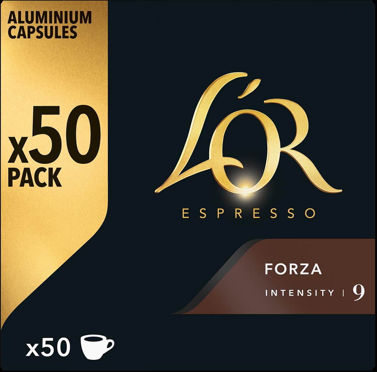 Douwe Egberts - Capsules de café L'Or Intensité, Forza, paquet de 50 pièces