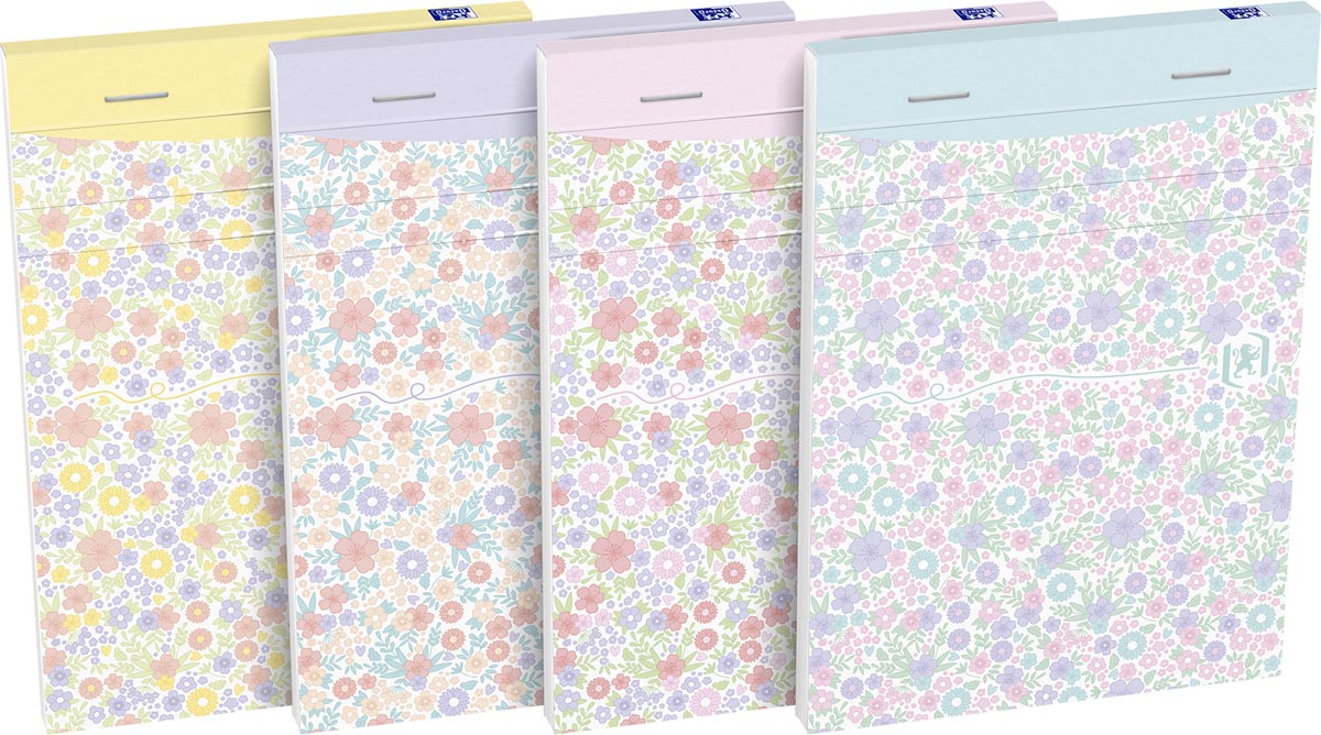 Oxford – Softcover-Notizblock mit Blumenmuster, A6, 80 Blatt, liniert, 4 verschiedene Designs
