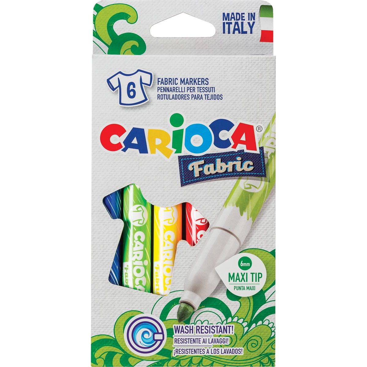 Carioca - Carcioca textielstift Fabric, doos van 6 stuks in geassorteerde kleuren