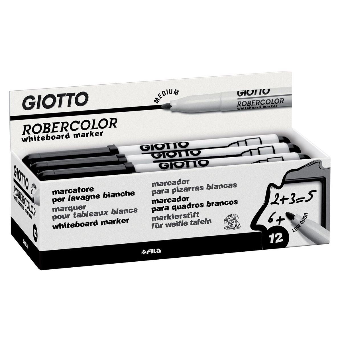 Giotto - Robercolor whiteboardmarker, medium, ronde punt, zwart