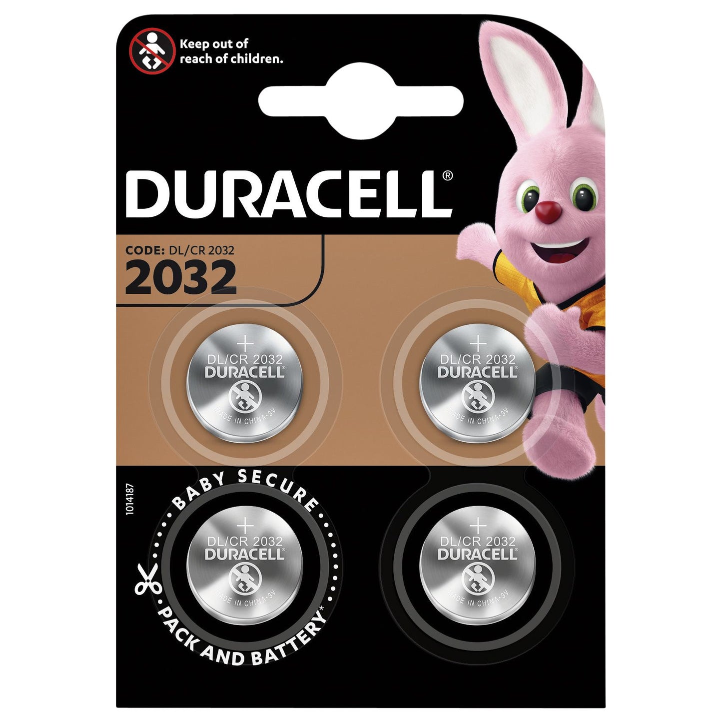 Duracell - Batterij knoopcel 4xCR2032 lithium Ø20mm 3V-180mAh