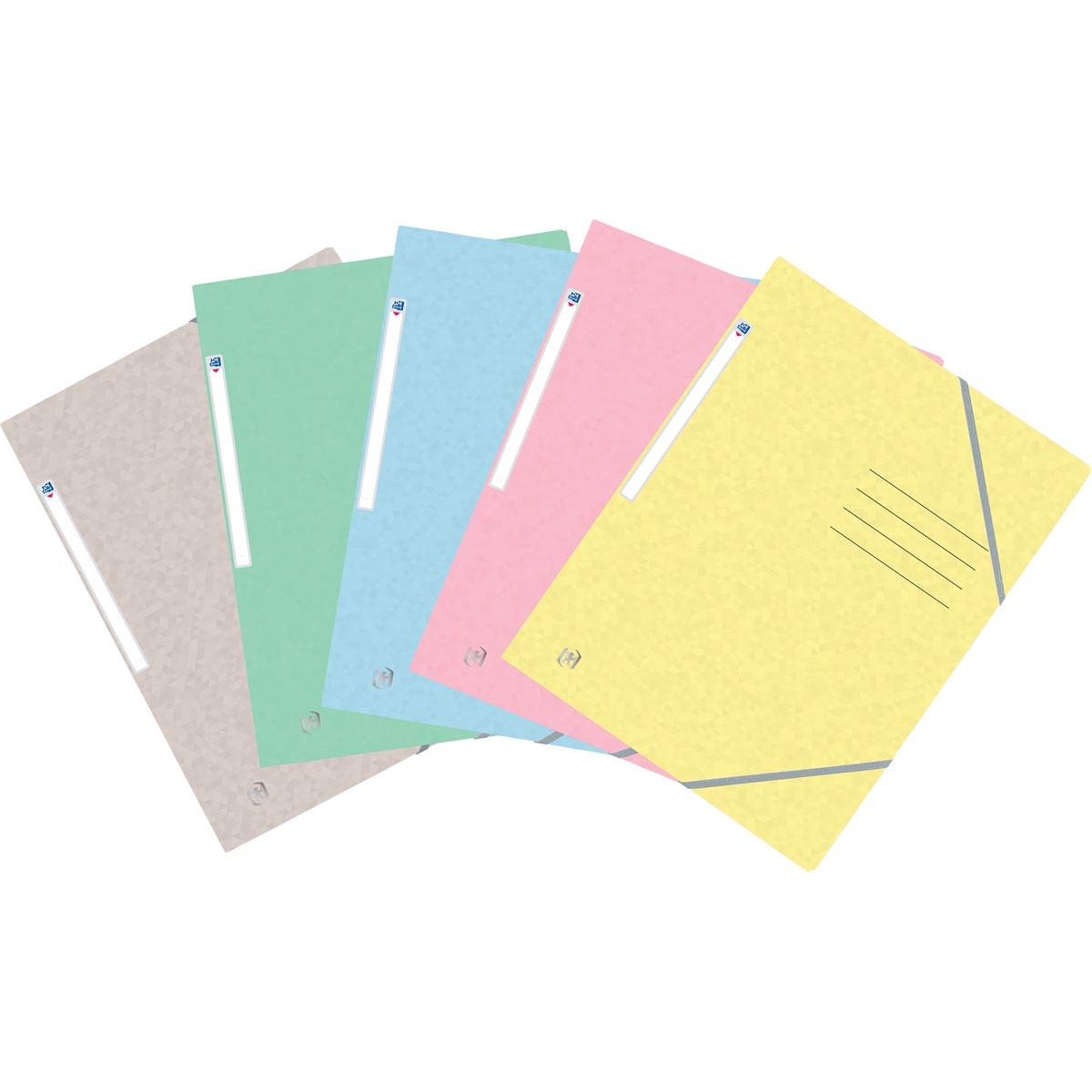 Oxford - Chemise élasto Top File+, pour format A4, couleurs pastel assorties