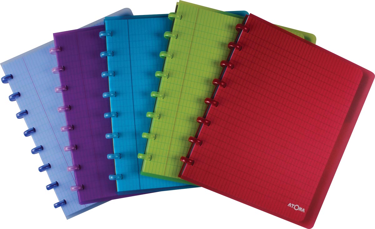 Atoma – Trendiges Notizbuch, ft A5+, 120 Seiten, handelsüblich kariert, mit 6 Registern, in verschiedenen Farben