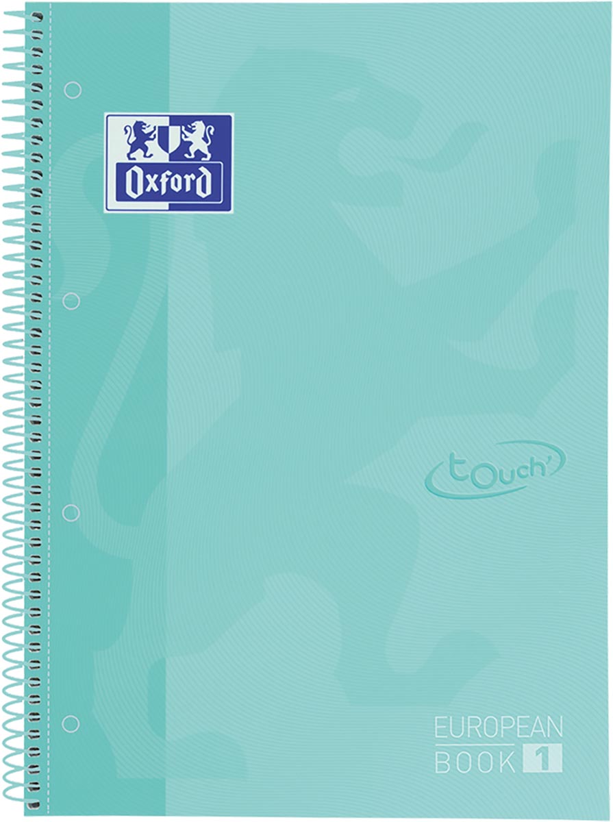 Oxford - Carnet Touch peanbook A4+ ligne 4 trous 80 feuilles menthe pastel