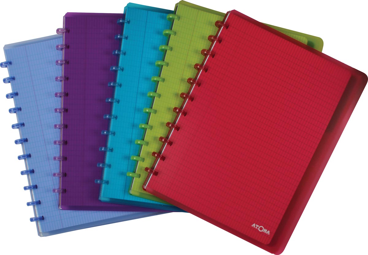 Atoma – Trendiges Notizbuch, ft A4+, 120 Seiten, handelsüblich kariert, mit 6 Tabs und 5 Sichttaschen, graviert