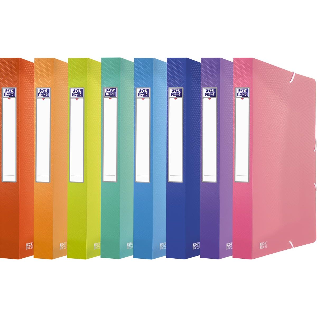 Oxford - Boîte élasto urbaine en PP, format 24 x 32 cm, dos de 4 cm, couleurs transparentes assorties