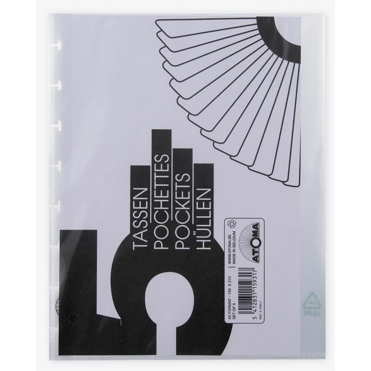 Atoma - pochettes de présentation, transparentes, pour cahiers A5+, lot de 5 pièces