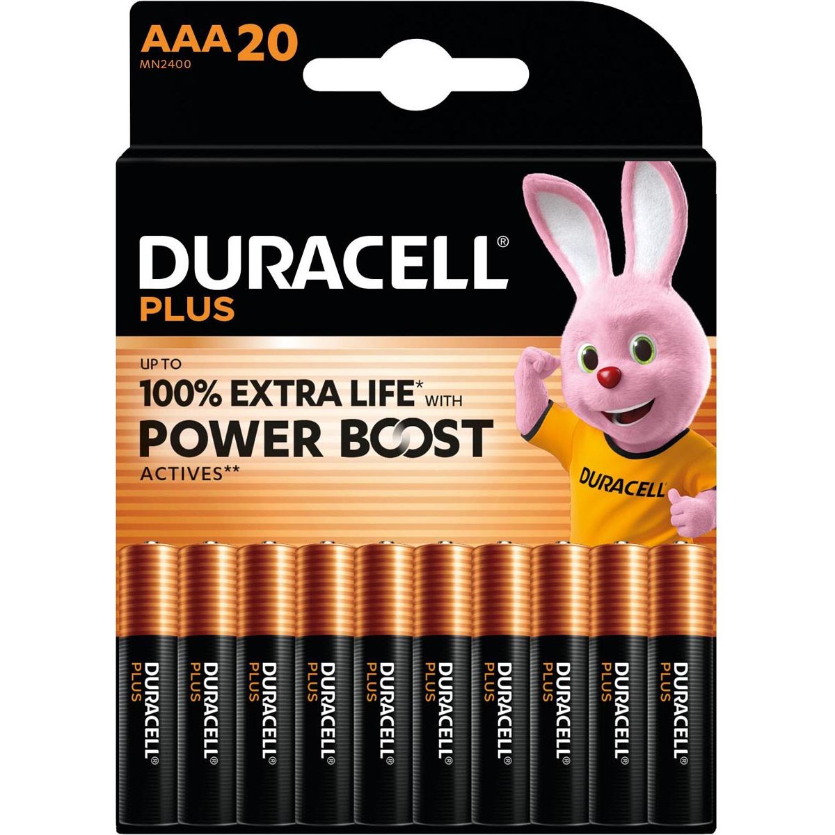 Duracell - pile Plus 100% AAA, blister de 20 pièces