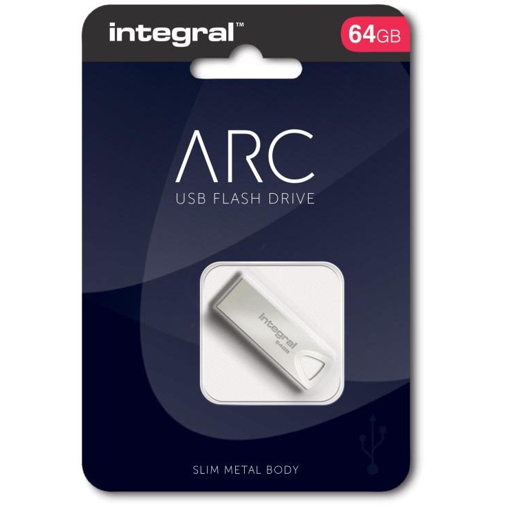 Integral - Clé USB ARC 2.0, 64 Go, argent