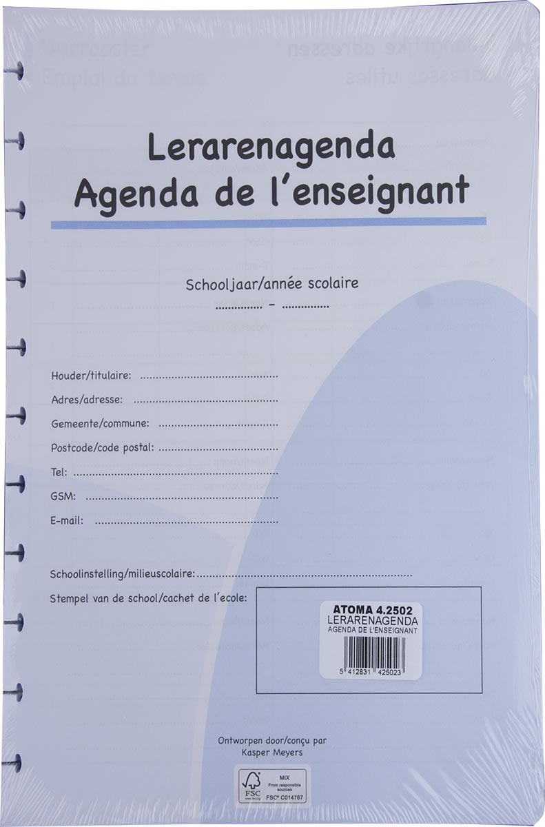 Atoma - remplissage pour agenda de professeur, A4