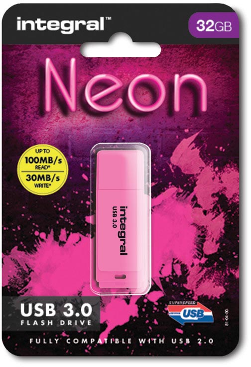 Integral - Clé USB 3.0 Neon, 32 Go, rose