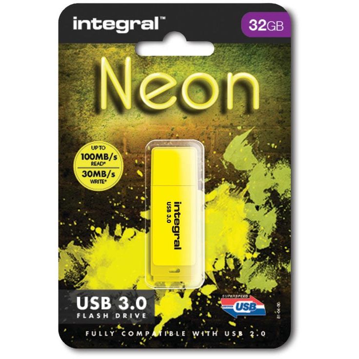 Integral - Clé USB 3.0 Neon, 32 Go, jaune