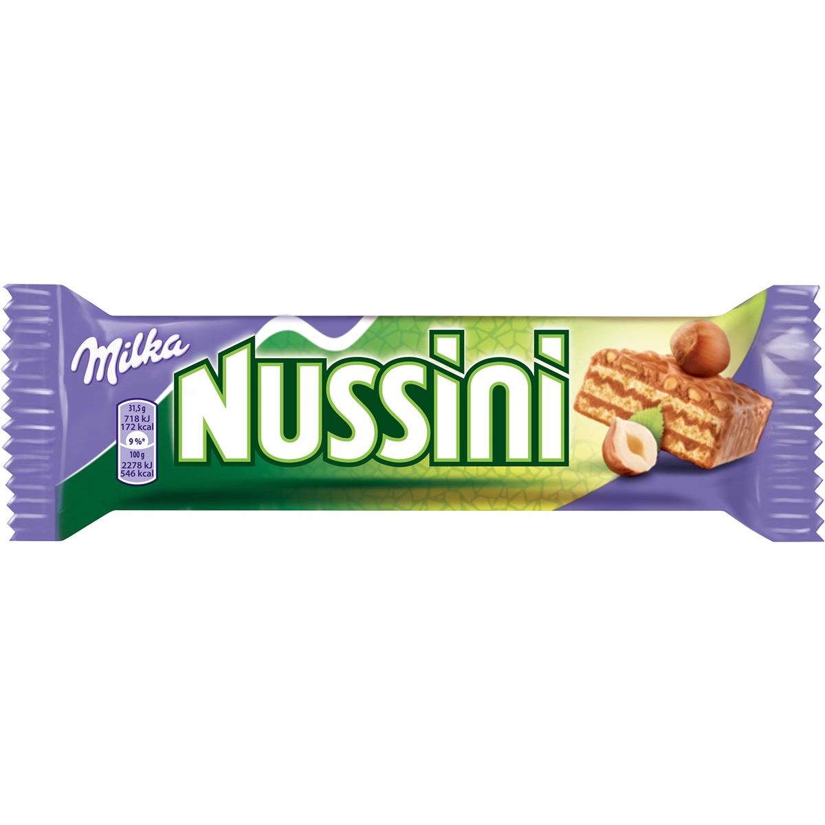Milka - Miilka Nussini reep chocolademelk en hazelnoot, 31,5 g
