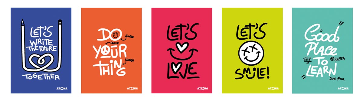 Atoma - Writings schrift, ft A4, 144 bladzijden, commercieel geruit