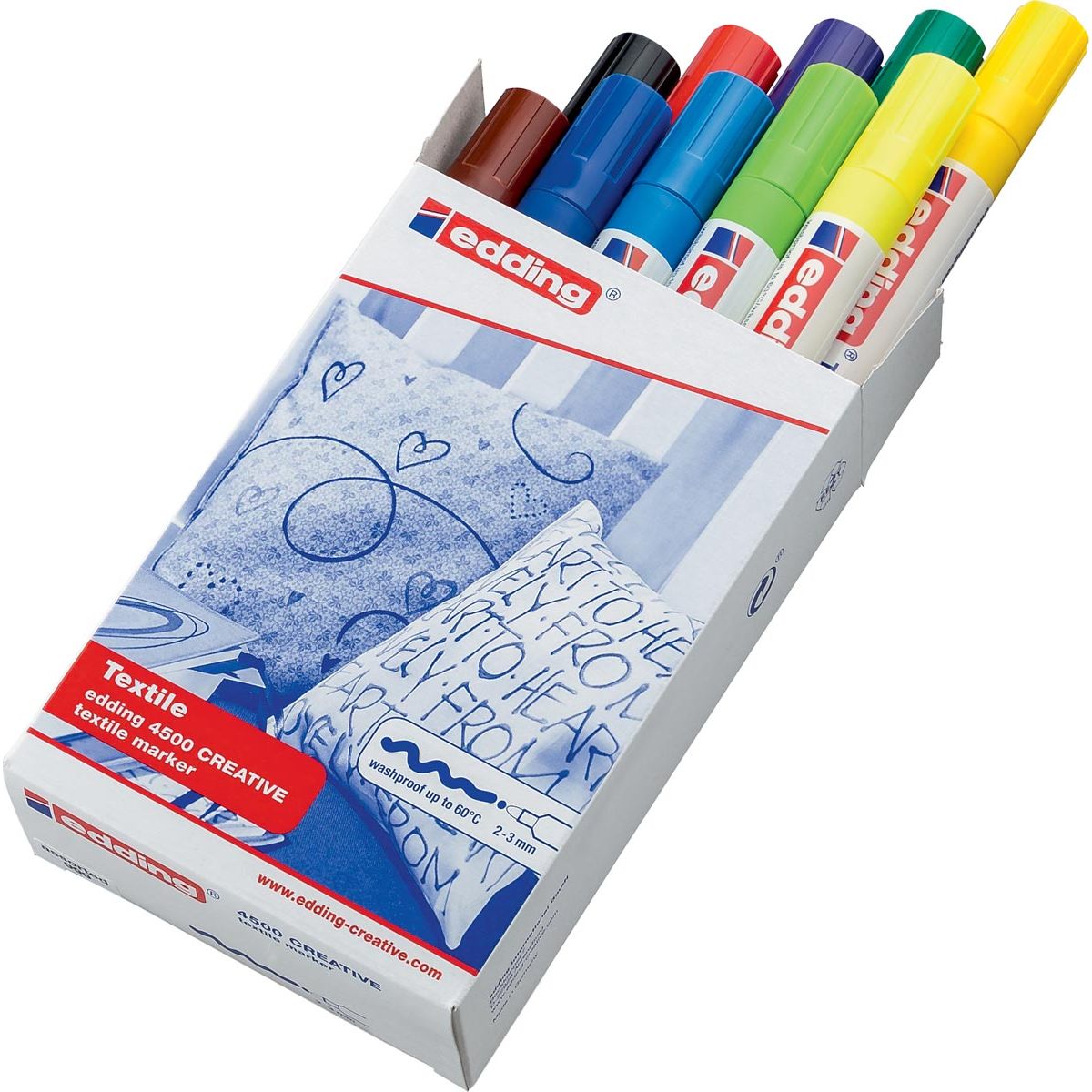 Edding - Textilstift 4500, Set à 10 Stück in verschiedenen Grundfarben