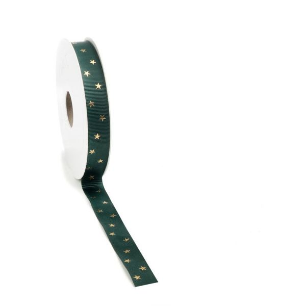 Ruban de Noël Ruban Classic Star 15 mm x 20 mètres vert