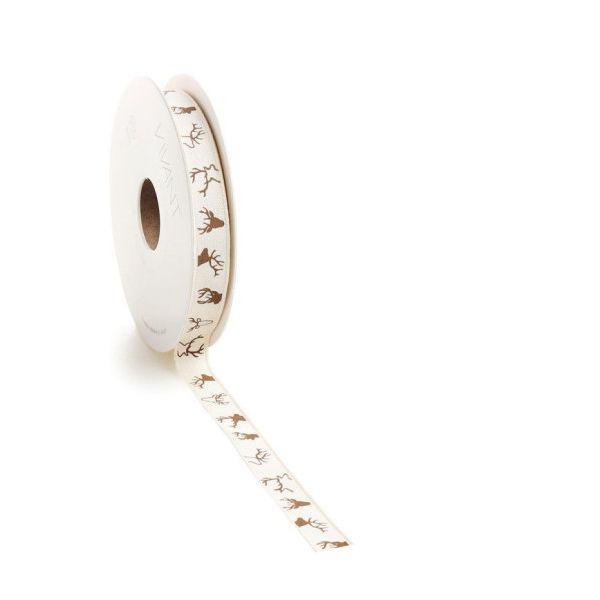 CERVUS - Kerst Lint 12mm x 15 meter ivoor