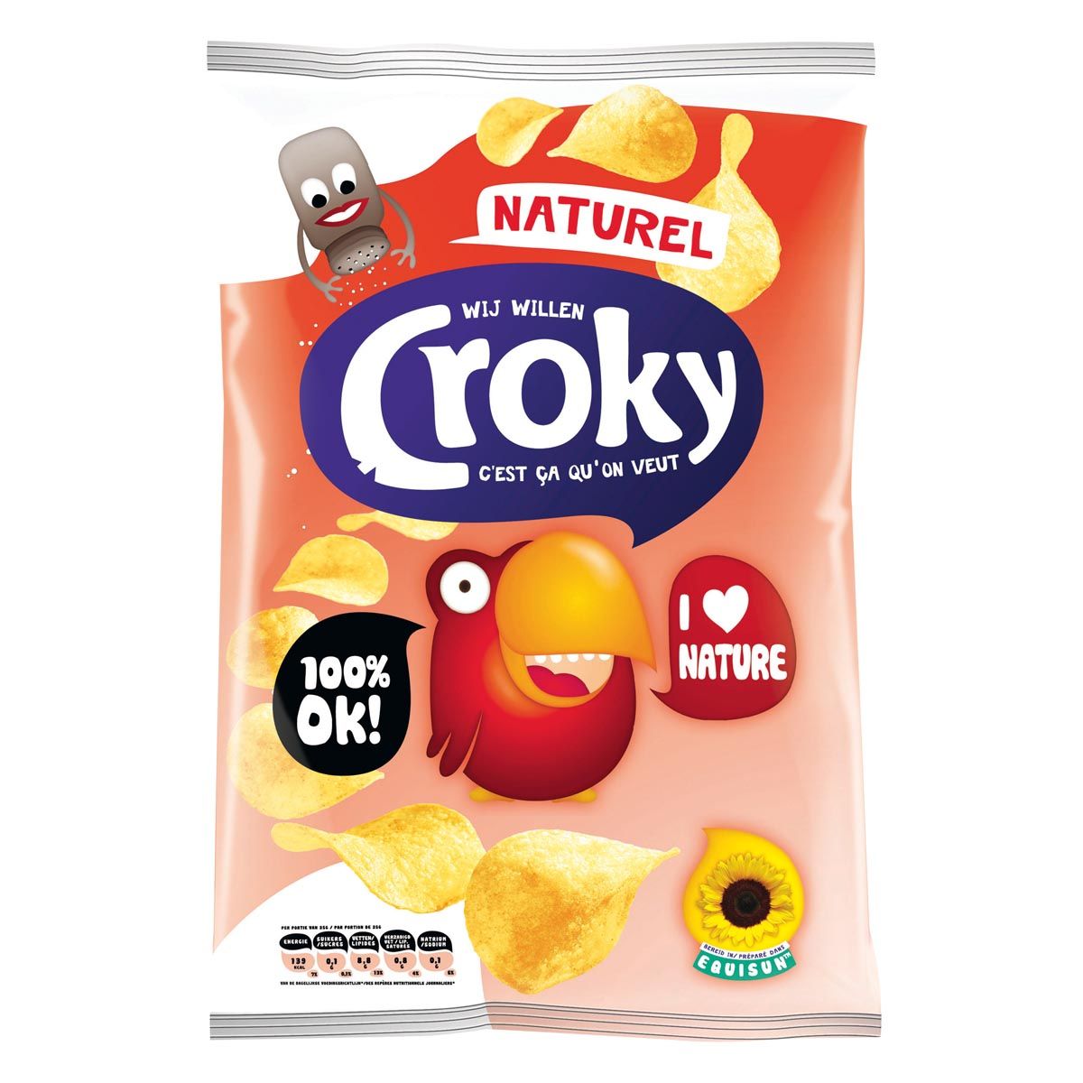Croky - chips naturel, zakje van 100 gram