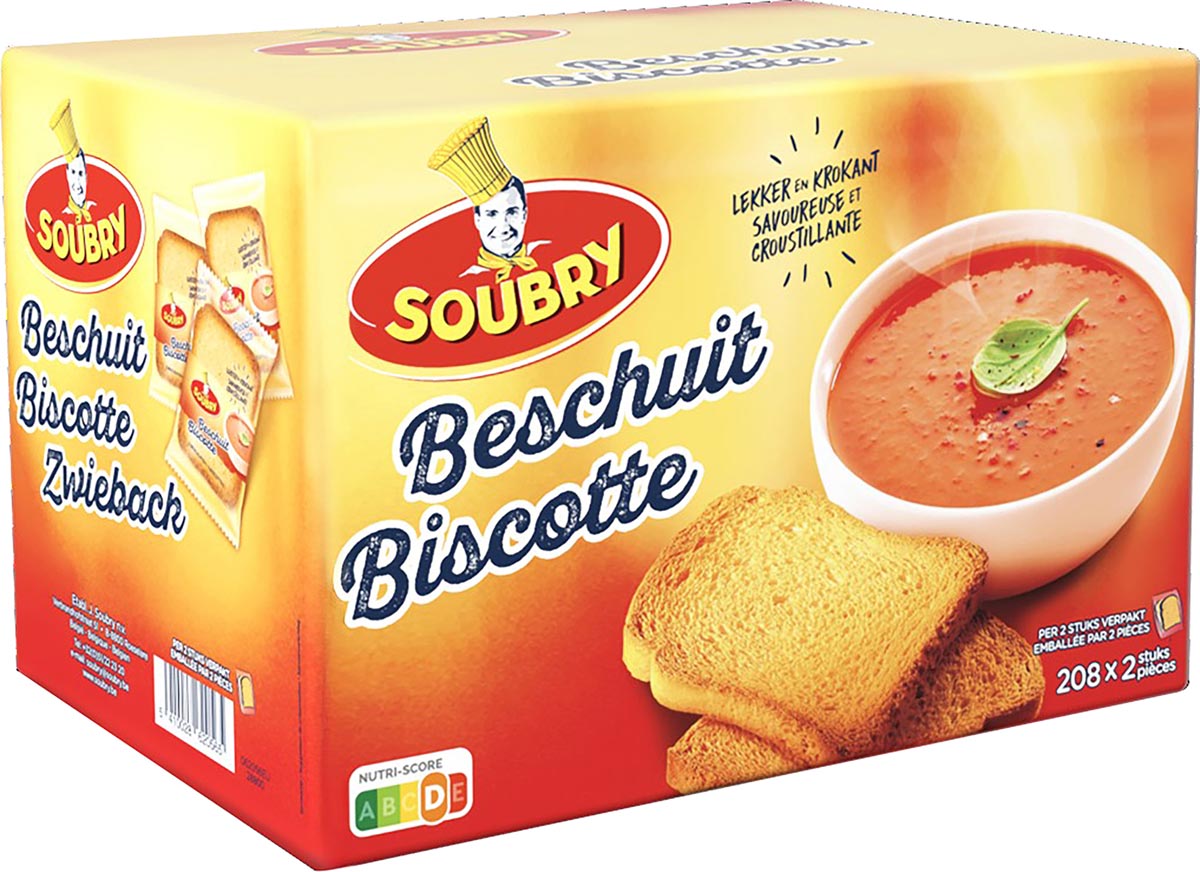 Soubry - beschuiten, per 2 verpakt, doos van 208 stuks