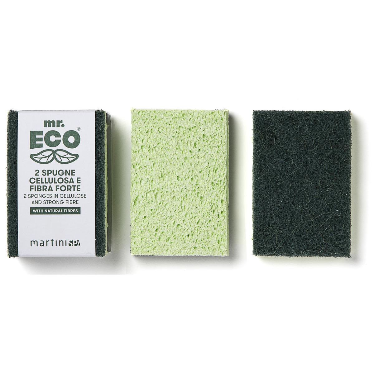 Mr. Eco - schuurspons ft 9,8 x 6,8 x 2 cm, met stevige vezels, pak van 2 stuks