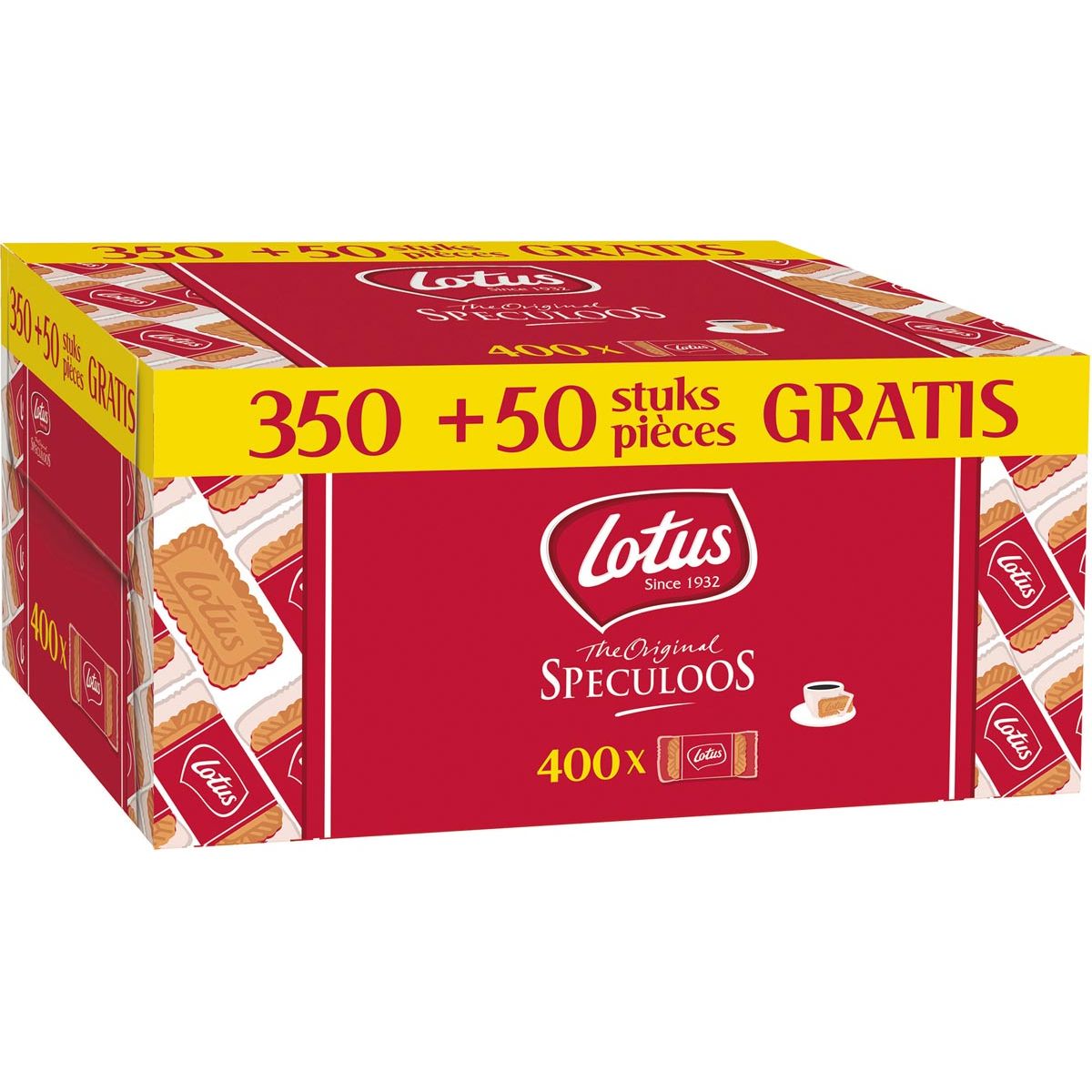 Lotus - Speculoos Biscoff, boîte de 350+50 pièces emballées individuellement