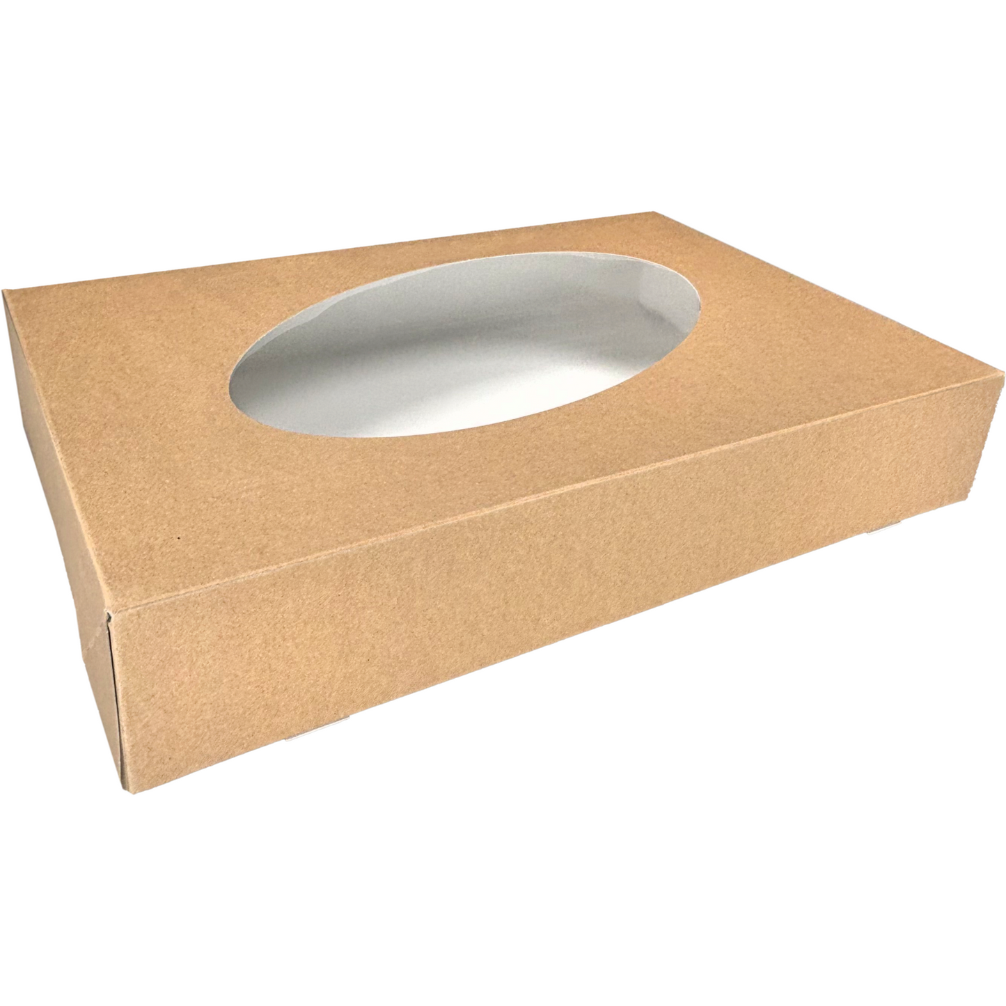 Klika - Cateringdoos | karton + PET | 460x310x80mm | met venster | bruin/wit | 50 stuks