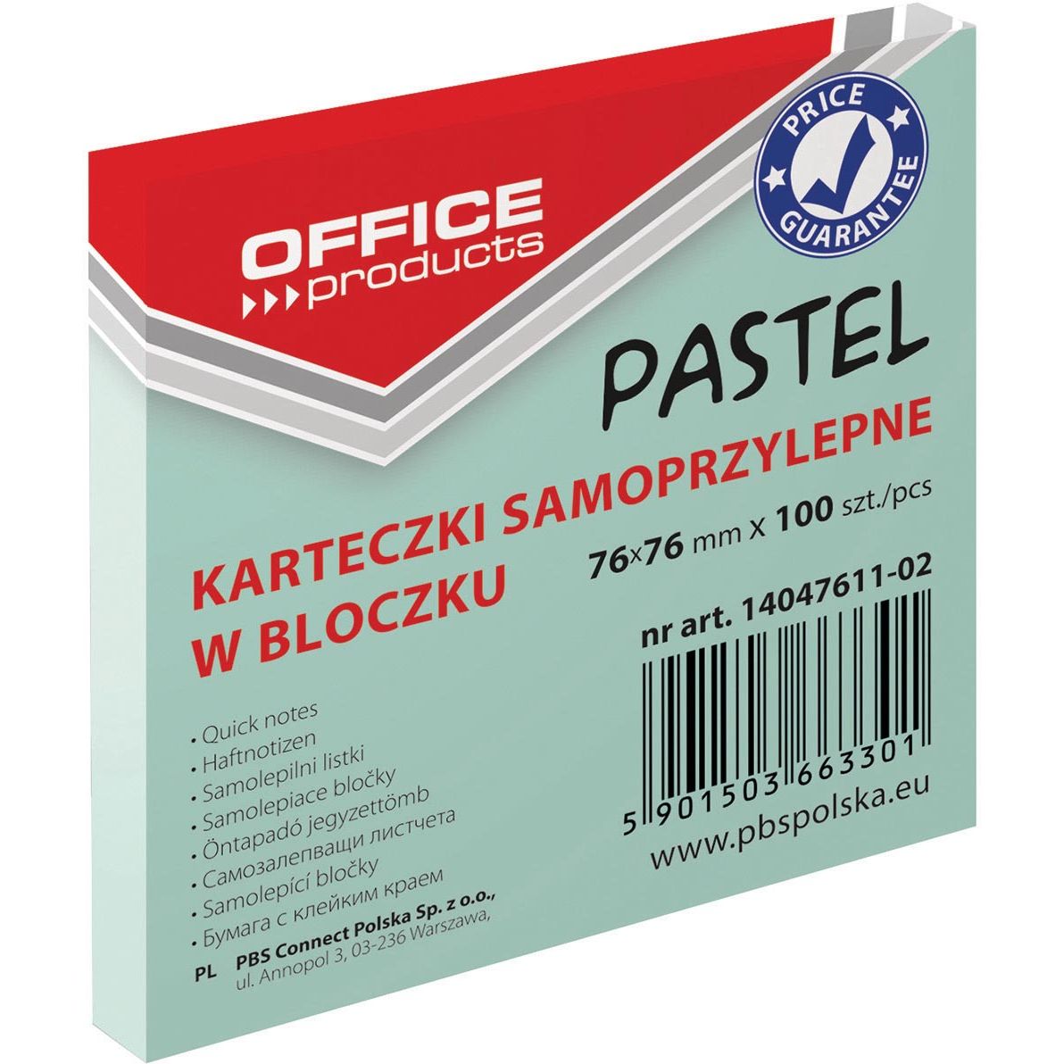 OFFICE products - memoblok tel, 76 x 76 mm, 100 vel, pastelgroen