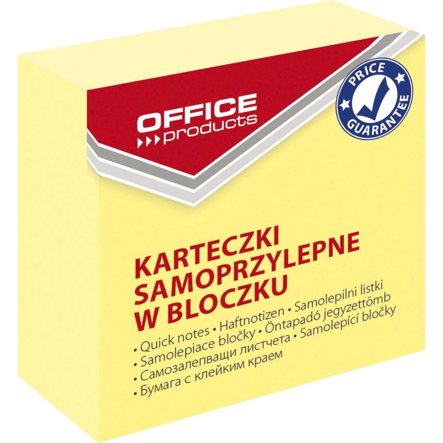 OFFICE products - memoblok, ft 50 x 50 mm, 400 vel, geel