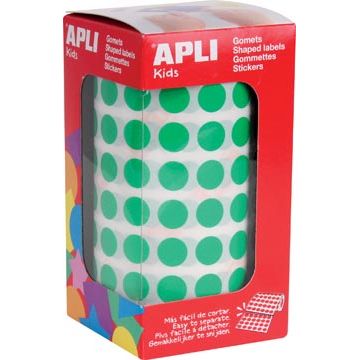 Apli Kids - Kids stickers op rol, cirkel diameter 10,5 mm, groen