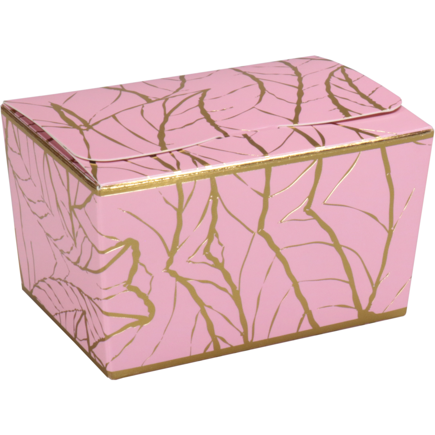 Paardekooper - Ballotin | Leaves | karton + PP | 150gr | 89x60x55mm | roze/goud | 200 stuks