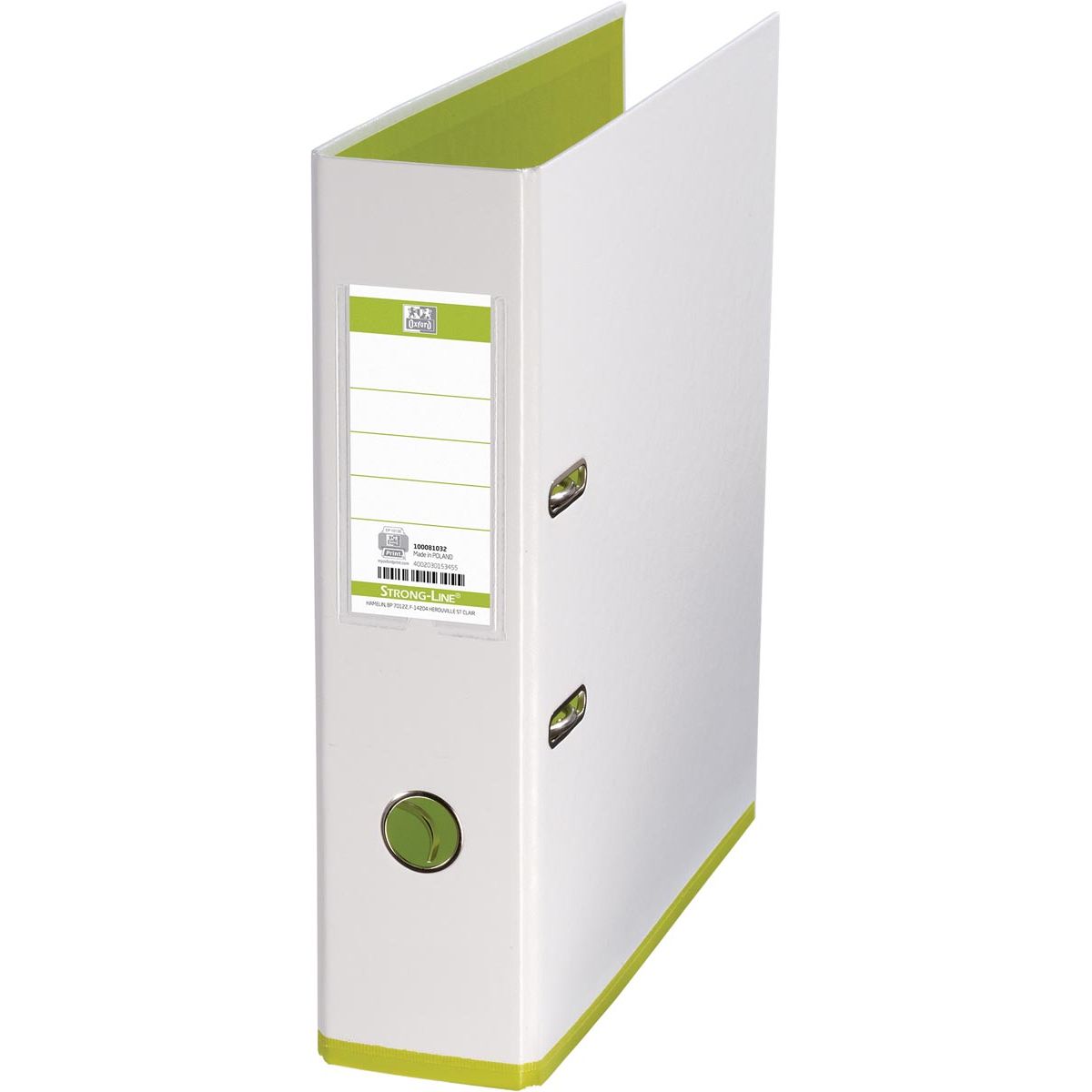 Oxford - Classeur MyColour, format A4, en carton, dos de 8 cm, blanc-vert clair