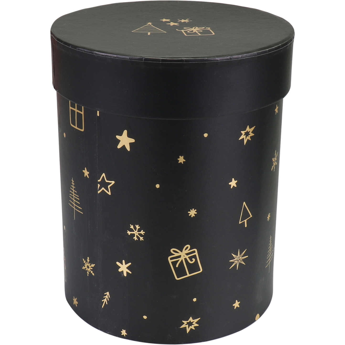 Klika - Geschenkdoos | Christmas | karton | 17cm | Ø13cm | Kerstmis | zwart/goud | 18 stuks