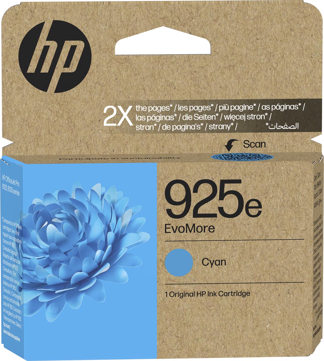 HP - inktcartridge 925e, 800 pagina's, OEM 4K0W0PE, cyaan