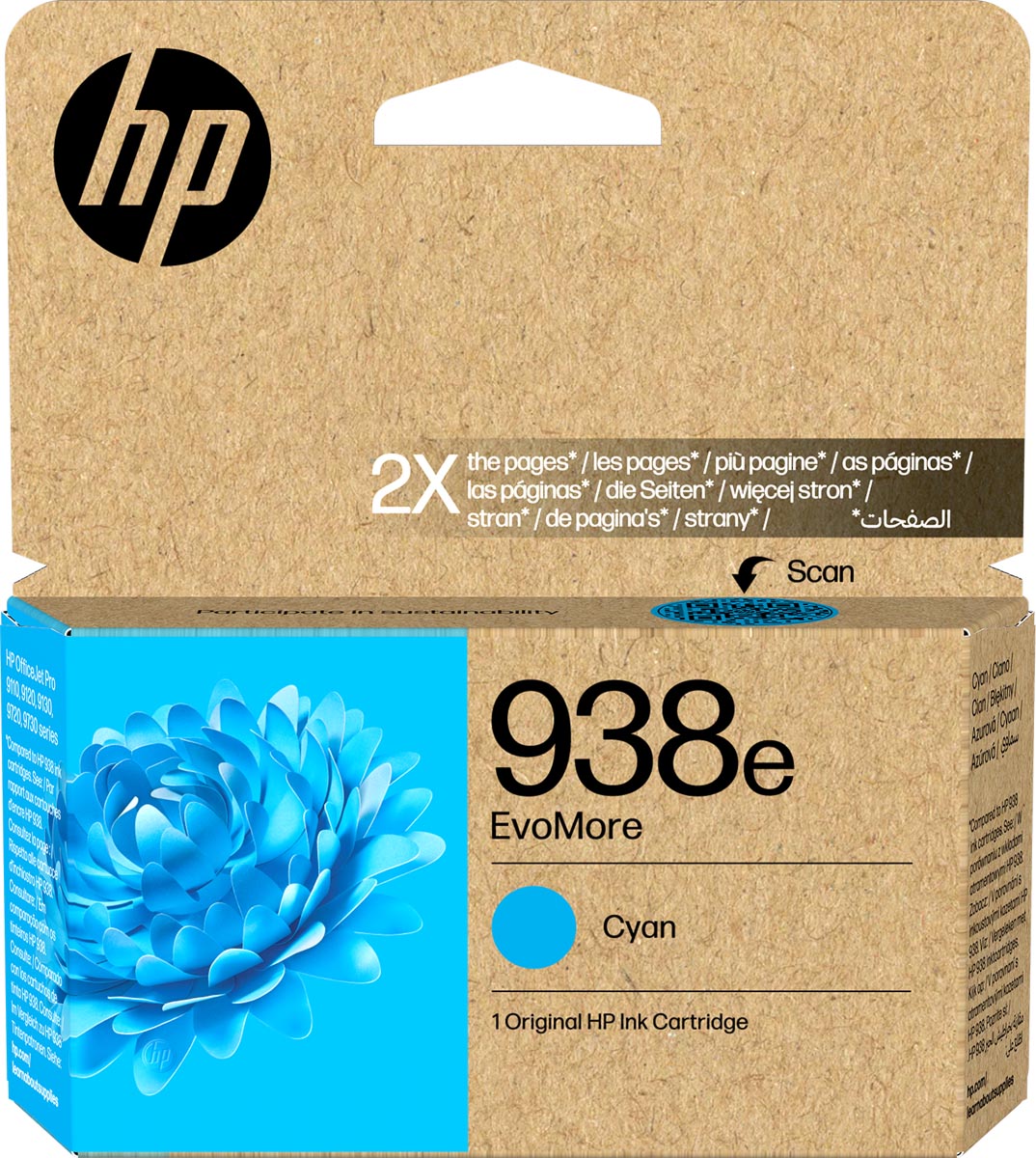 HP - inktcartridge 938e, 1.650 pagina's, OEM 4S6X9PE, cyaan