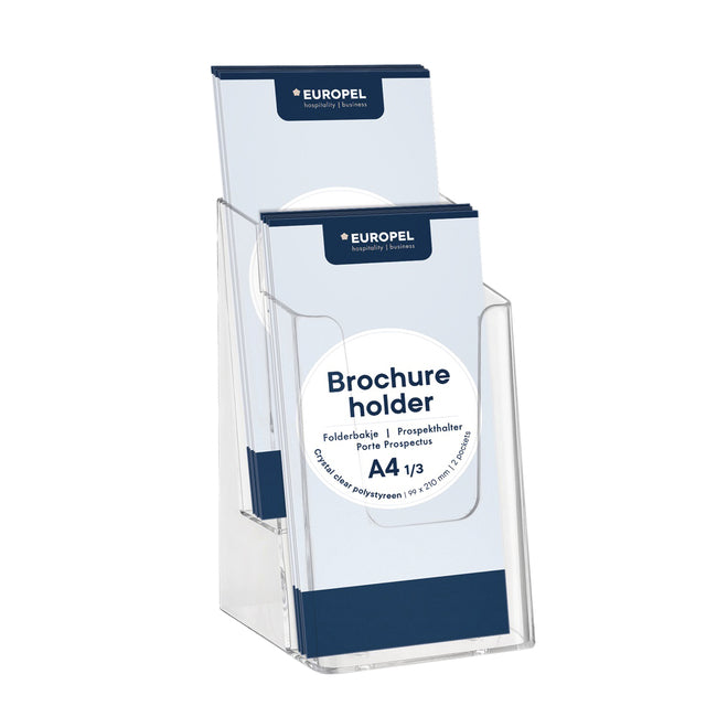 Europel - Prospekthalter Peel 2 Fächer 1/3 A4 transparent