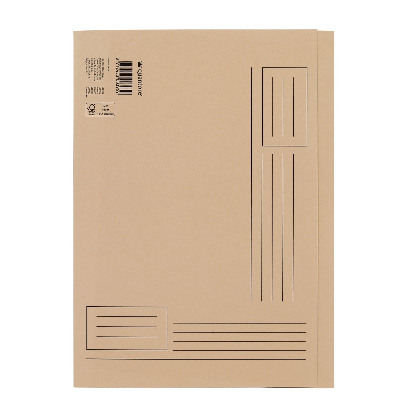 Quantore - Dossier pliant A4 côtés irréguliers 250gr beige | 10 pièces