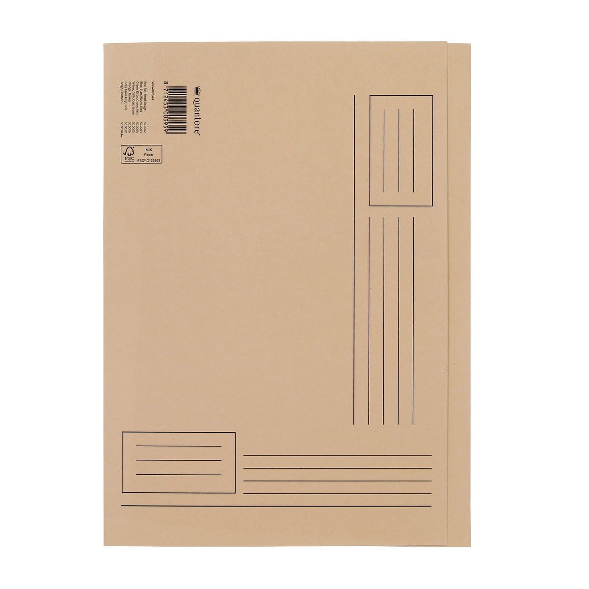 Quantore - Dossier pliant A4 côtés irréguliers 250gr beige | 10 pièces
