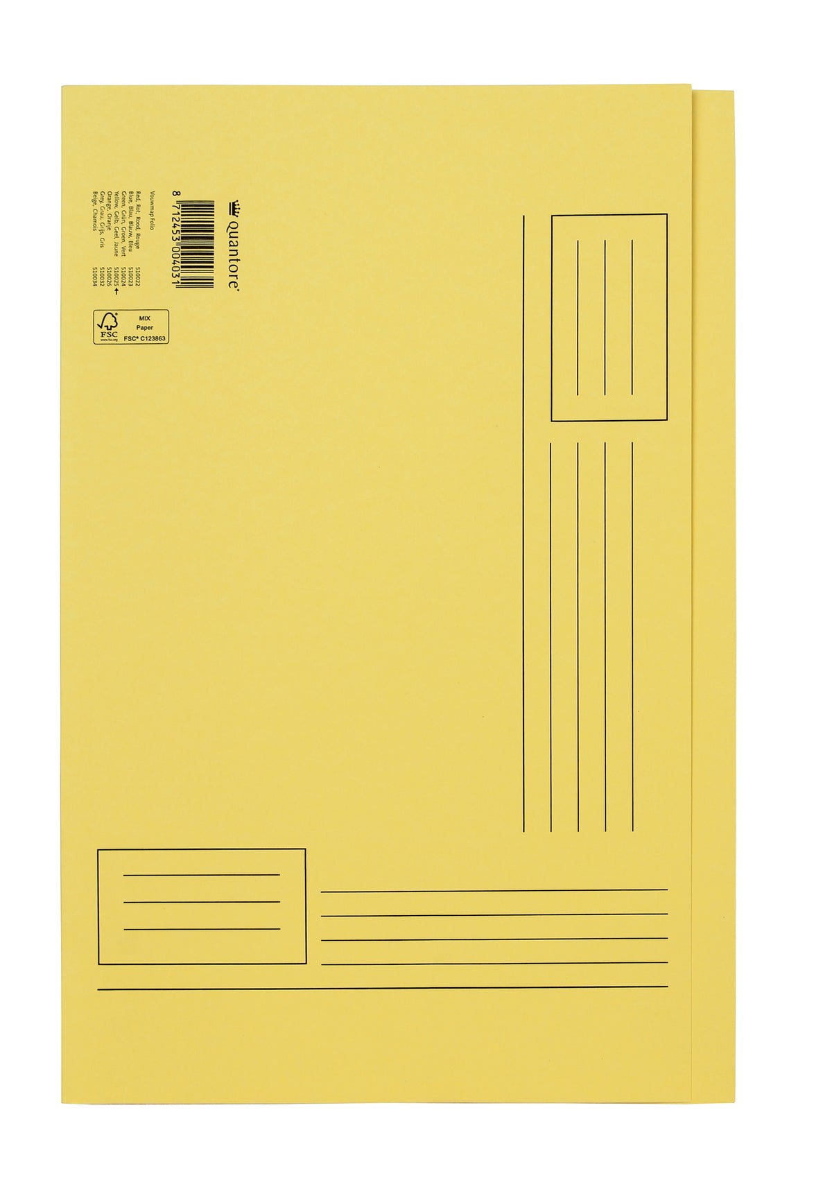 Quantore - Dossier pliant pour côtés irréguliers 250gr jaune | 10 pièces