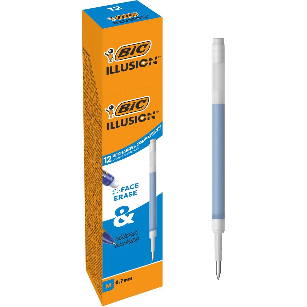 Bic - recharge pour roller gel Gel-ocity illusion, boîte de 12 pièces, bleu