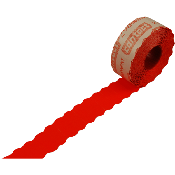 Contact - Étiquette | Étiquette de prix | papier | permanent | 22x12mm | fluorescent/rouge | 24 rouleaux