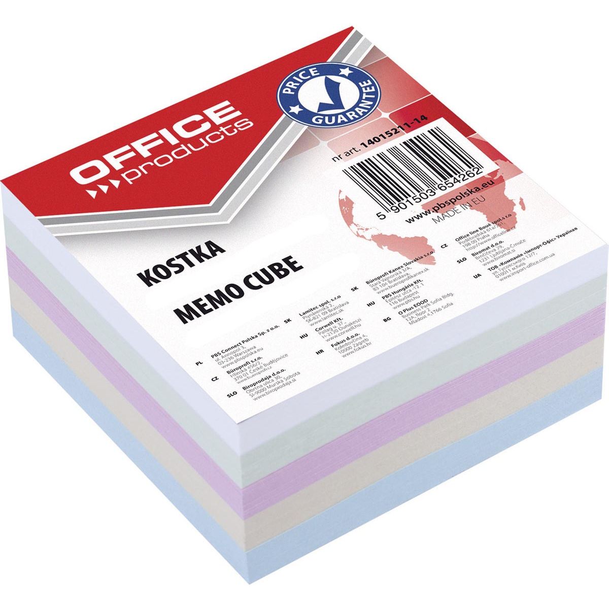 OFFICE products - vulling memokubus, 8,5 x 8,5 x 4 cm, geassorteerde kleuren